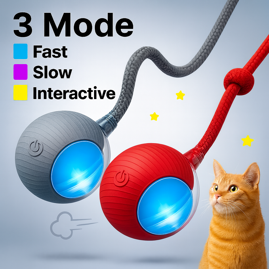 2PC Pet Interactive Ball Toys Automatic Rolling Ball