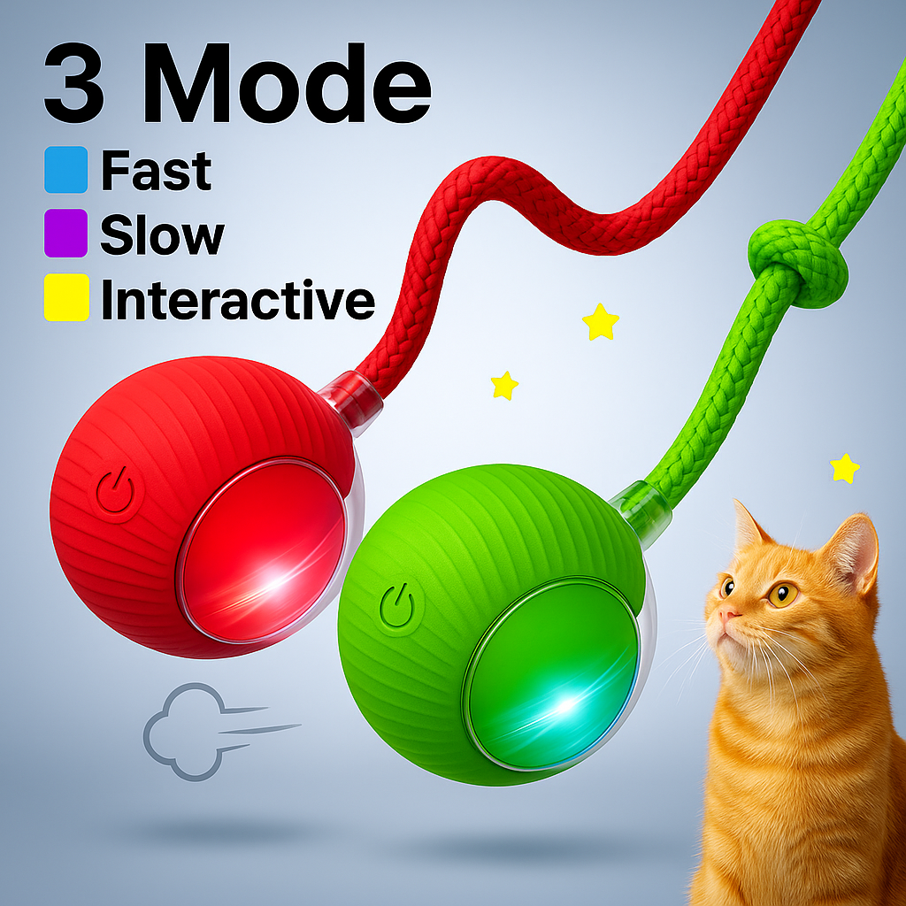 2PC Pet Interactive Ball Toys Automatic Rolling Ball