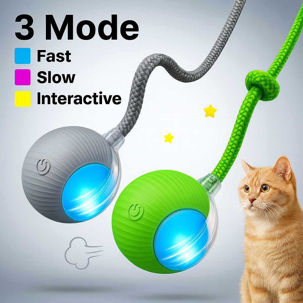 2PC Pet Interactive Ball Toys Automatic Rolling Ball